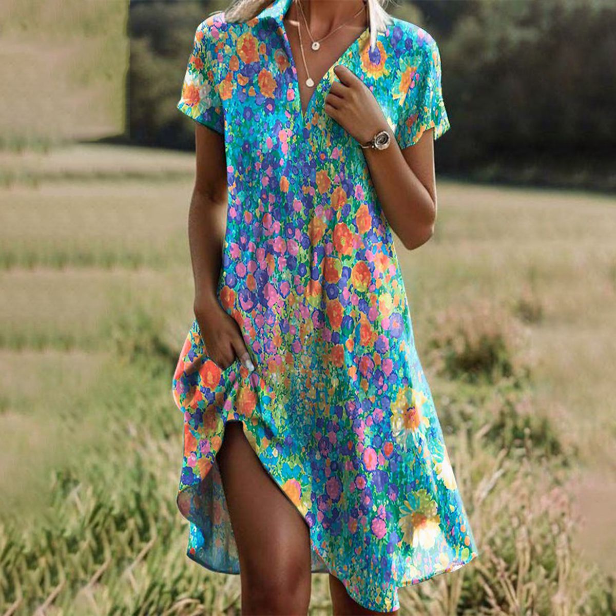 Arya - Robe d'été midi à fleurs