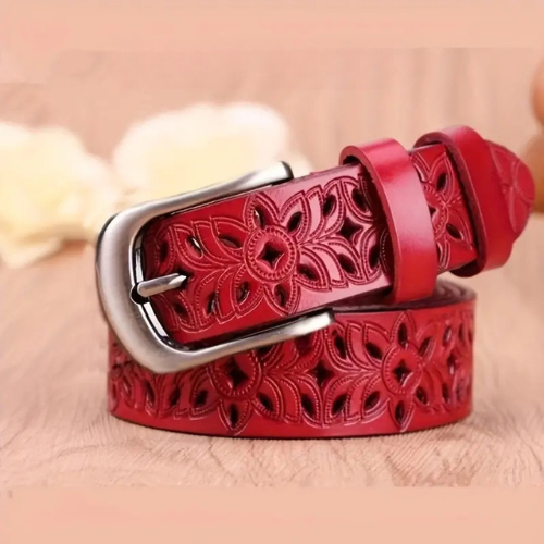 Ceinture en cuir à motif floral Sara