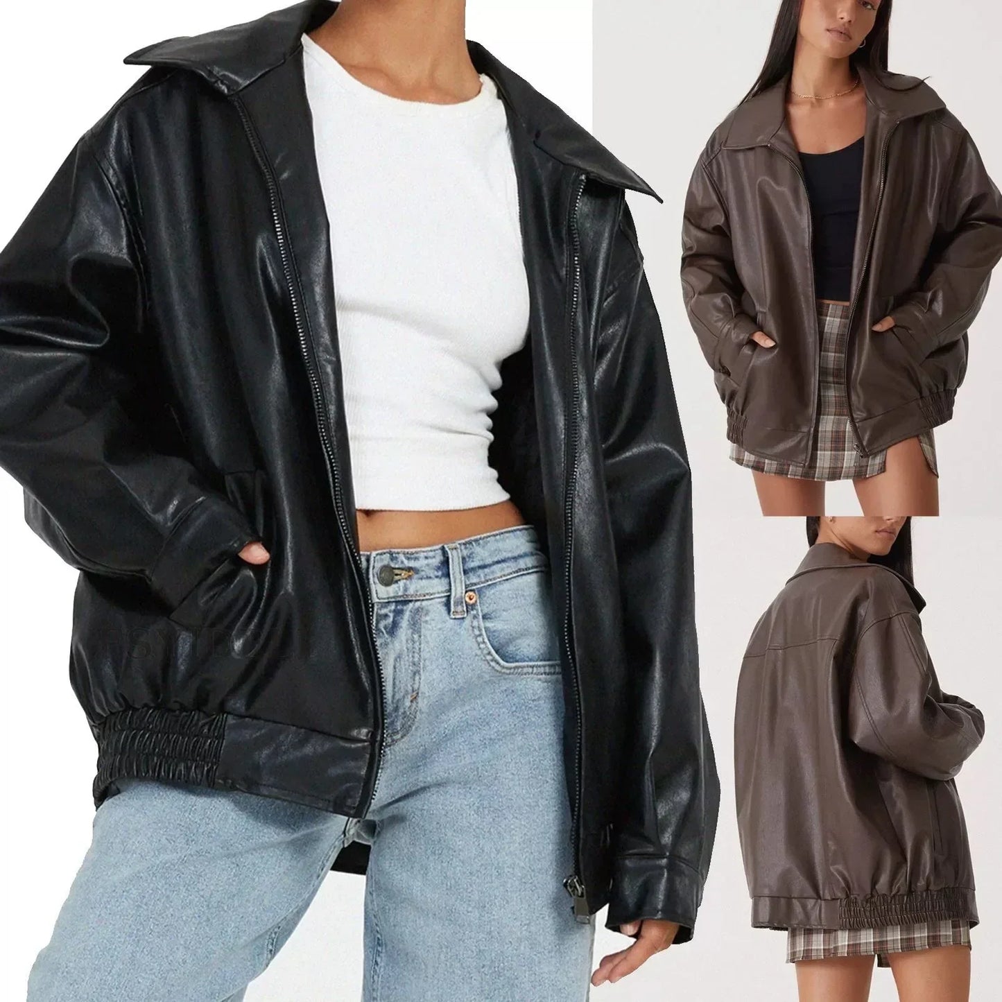 Carol - Veste en cuir oversize