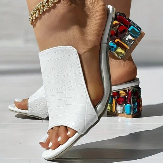 Eliza - Escarpins à talons compensés en cristal