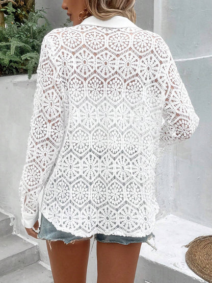 Carla - Sheer Lace Long Blouse