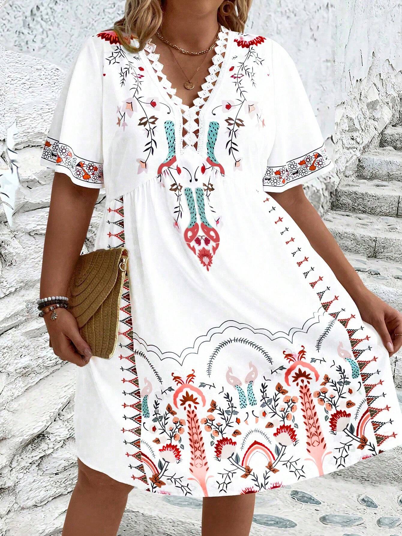 Harper - Plus Size Boho Style Midi Dress