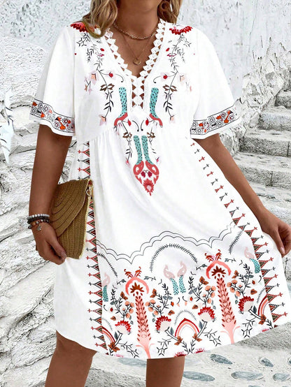 Harper - Plus Size Boho Style Midi Dress