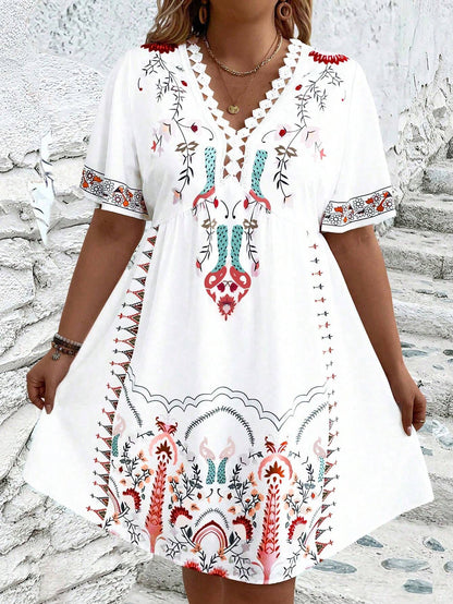 Harper - Plus Size Boho Style Midi Dress