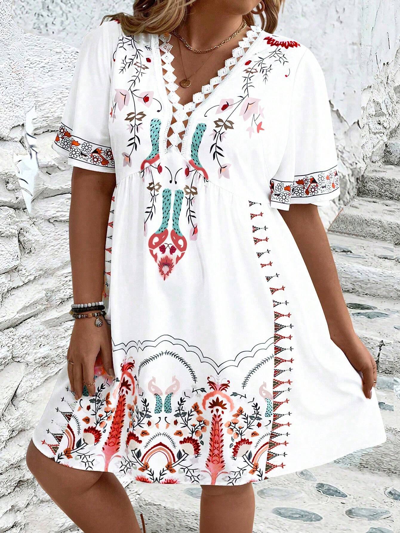 Harper - Plus Size Boho Style Midi Dress