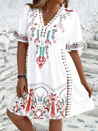 Harper - Plus Size Boho Style Midi Dress