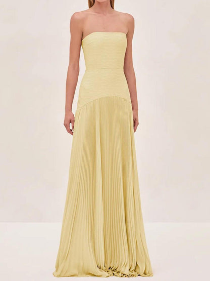 Ruby - Strapless Pleated Maxi Dress