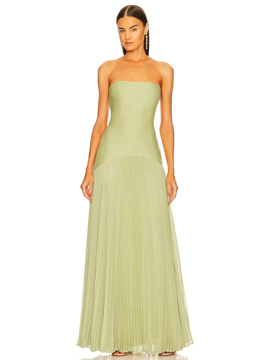 Ruby - Strapless Pleated Maxi Dress