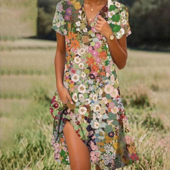 Arya - Robe d'été midi à fleurs