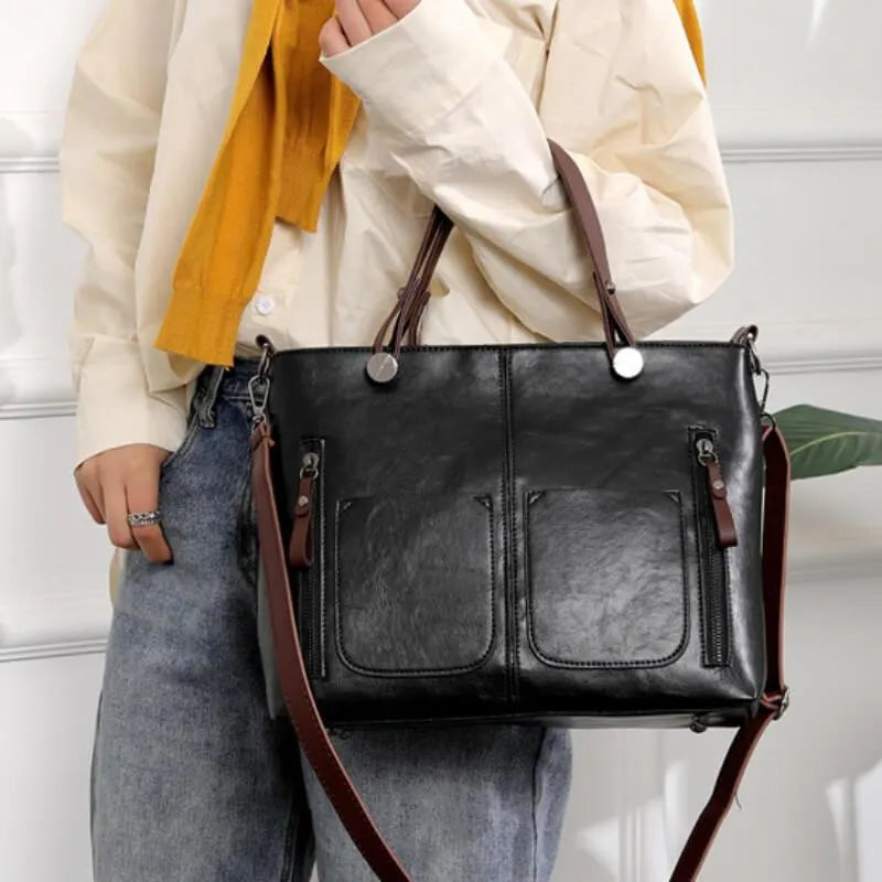 Delilah - Vegan Leather Structured Tote Handbag