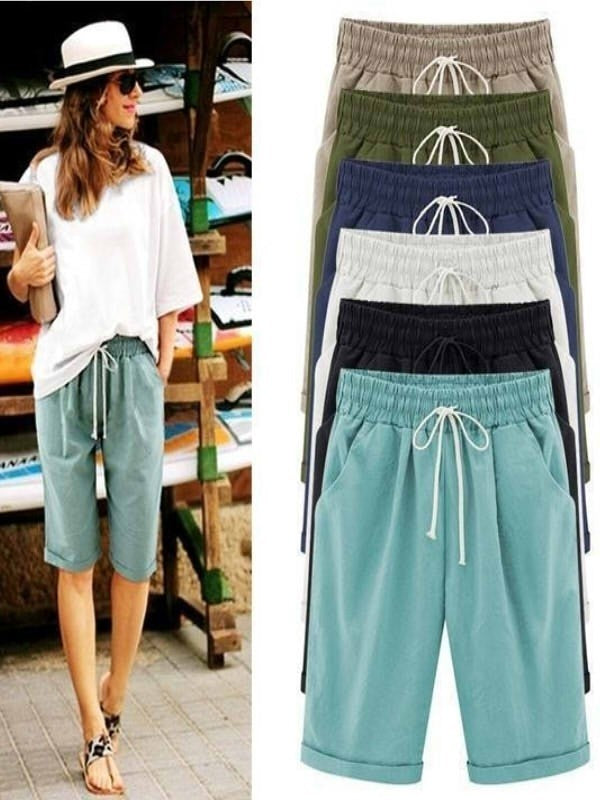 Women's Casual Loose-Fit Cotton Summer Shorts with Pockets