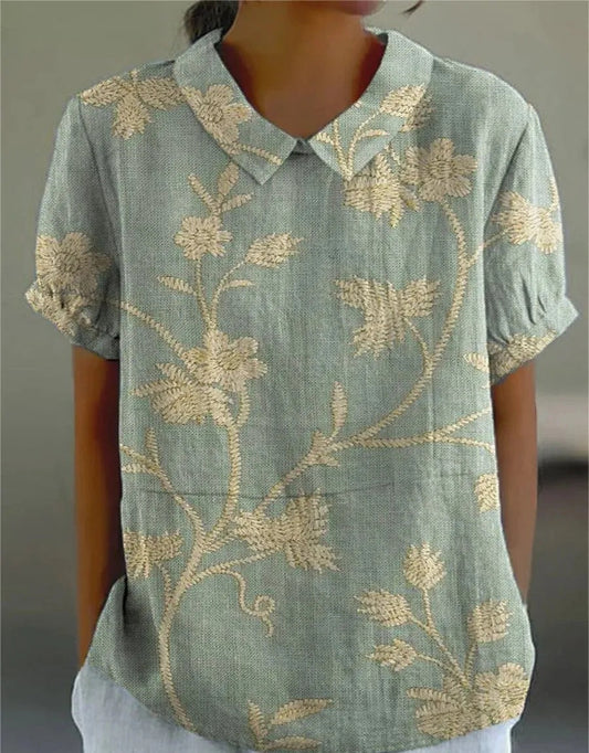 Stephanie - Collared Short Sleeve Blouse