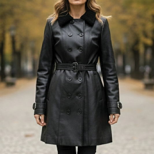 Victoria – Manteau en cuir chaud fait main