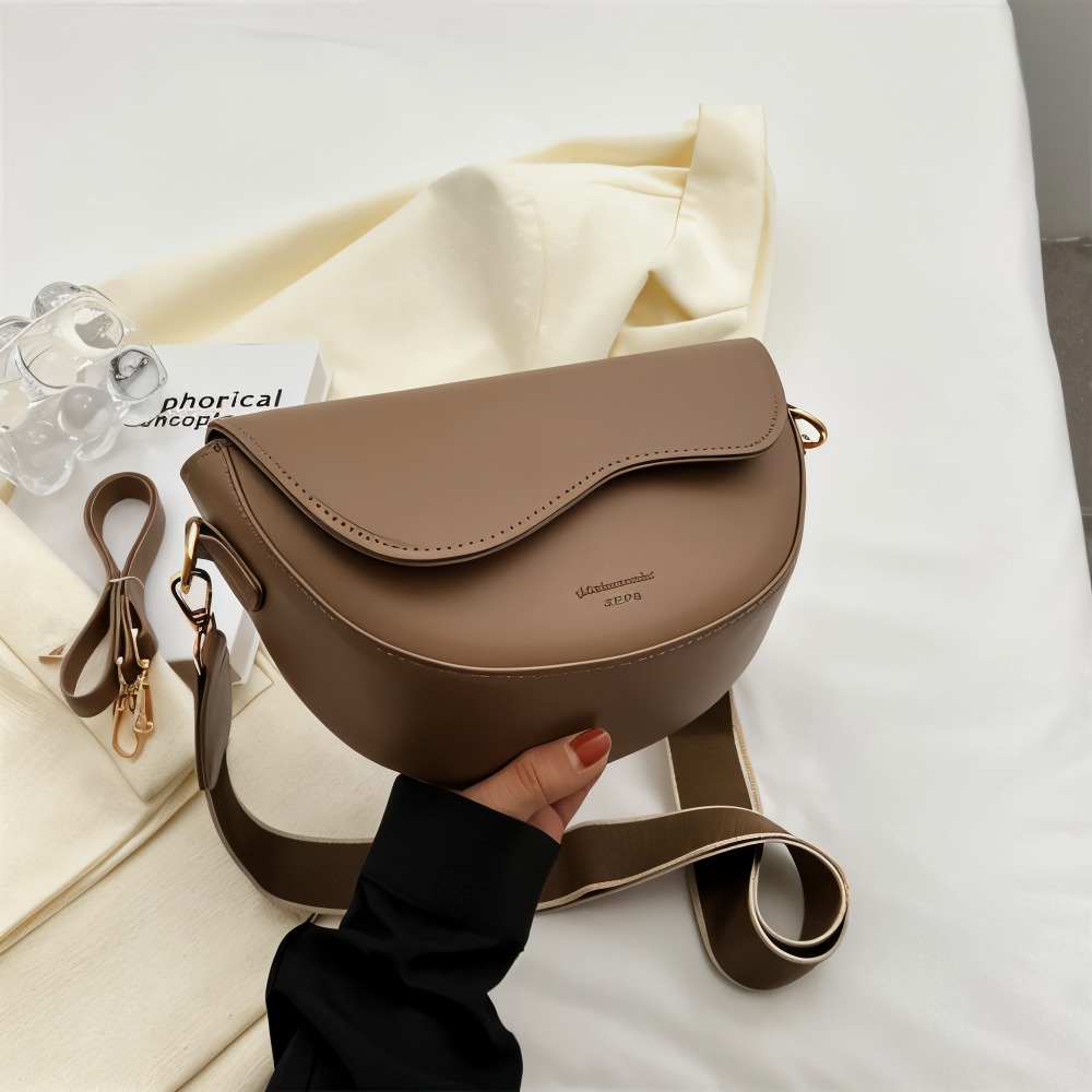 Emma - Sac bandoulière incurvé en cuir végétalien