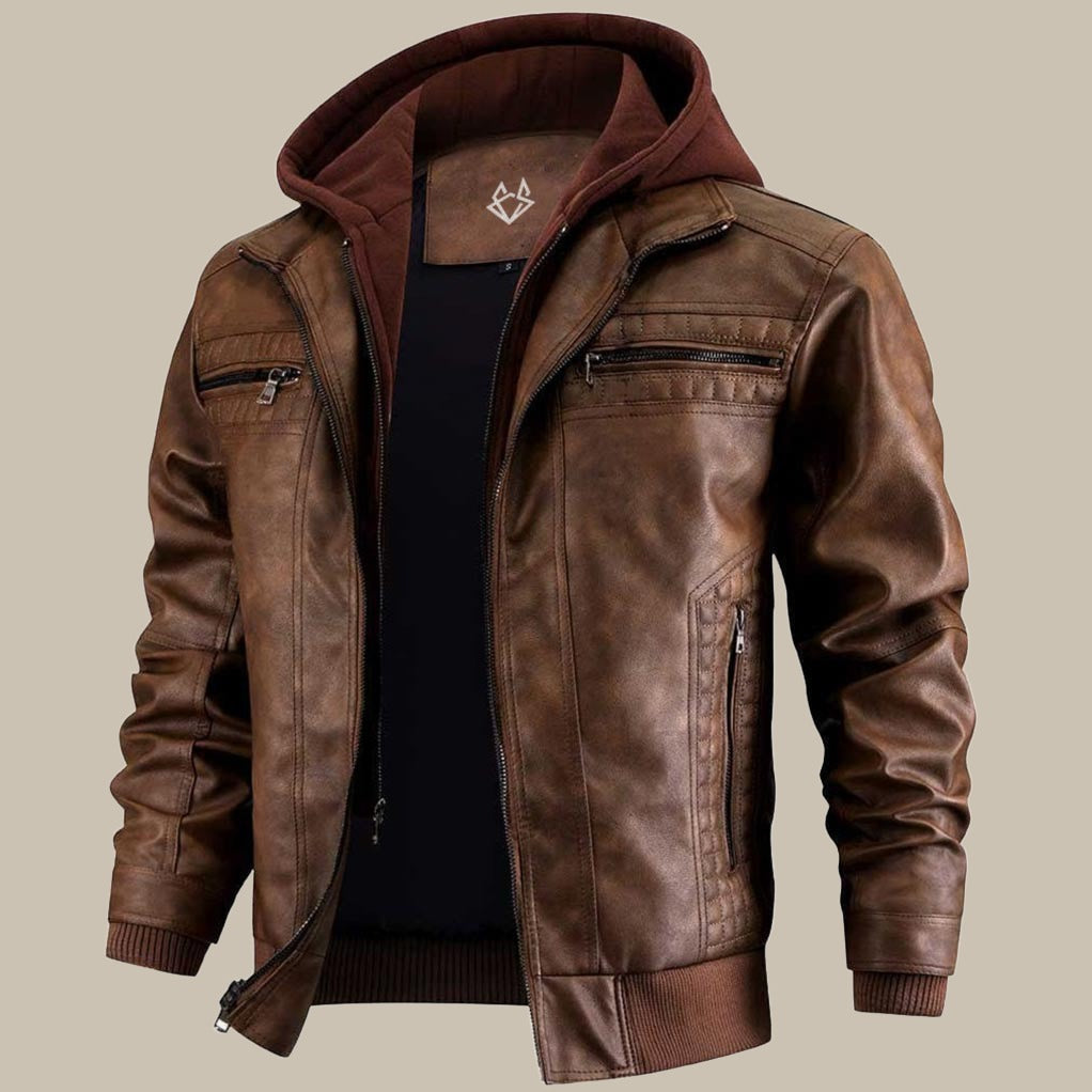 Parker - Veste à capuche en cuir végétalien