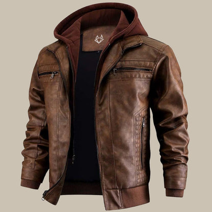 Parker - Veste à capuche en cuir végétalien