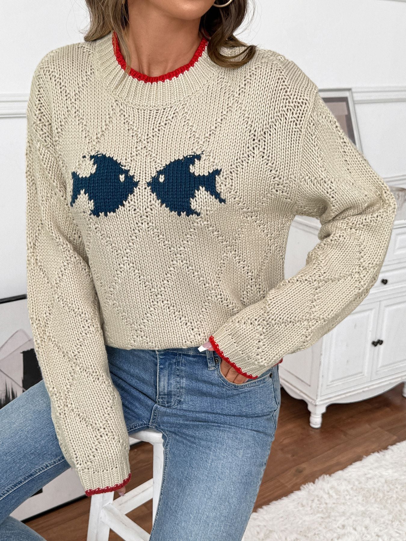 Leah - Pull à motif de poissons
