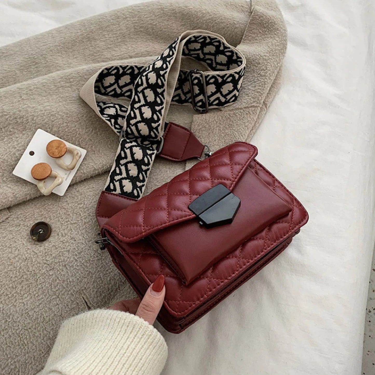 Kathryn - Vegan Leather Quilted Crossbody Bag