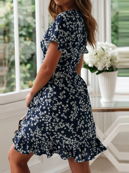Gianna - Robe mini portefeuille à fleurs