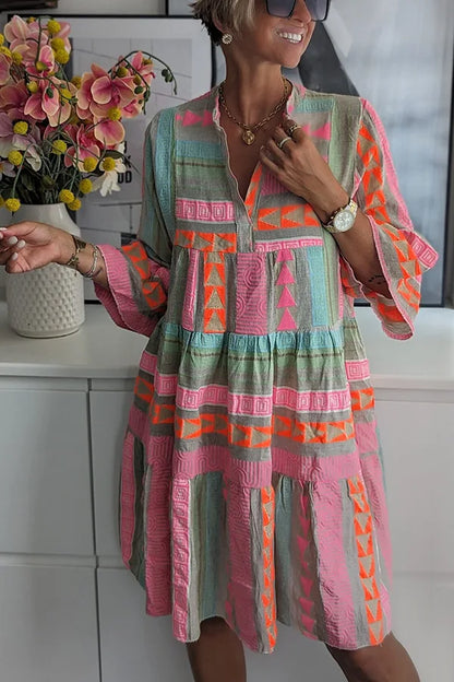 Sofia - Boho Patch Midi Dress