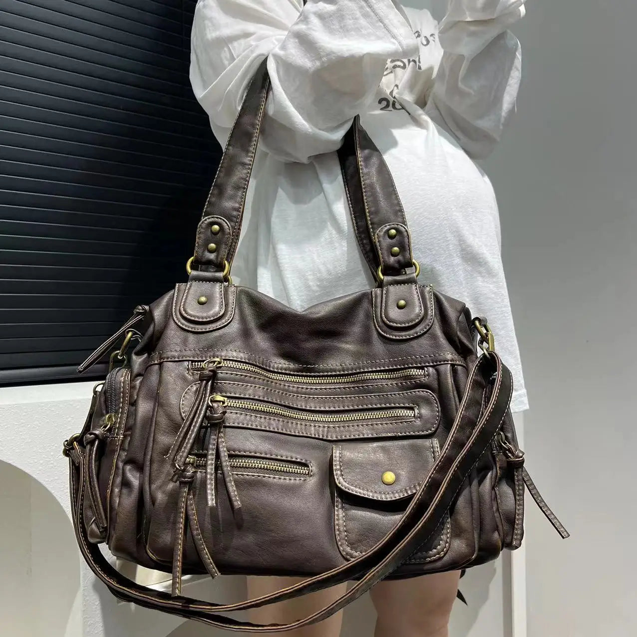 Brenda - Vegan Leather Shoulder Satchel Bag