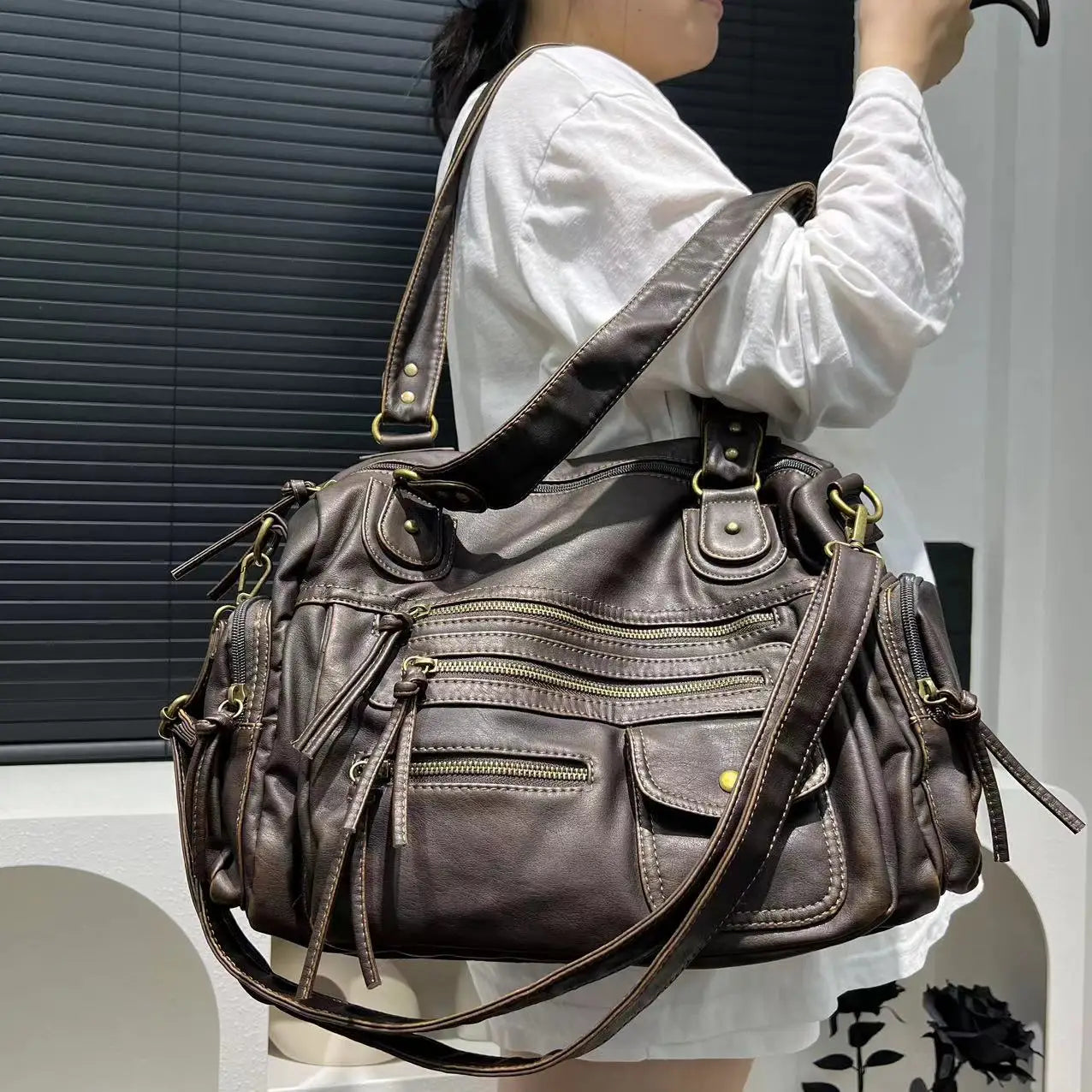 Brenda - Vegan Leather Shoulder Satchel Bag