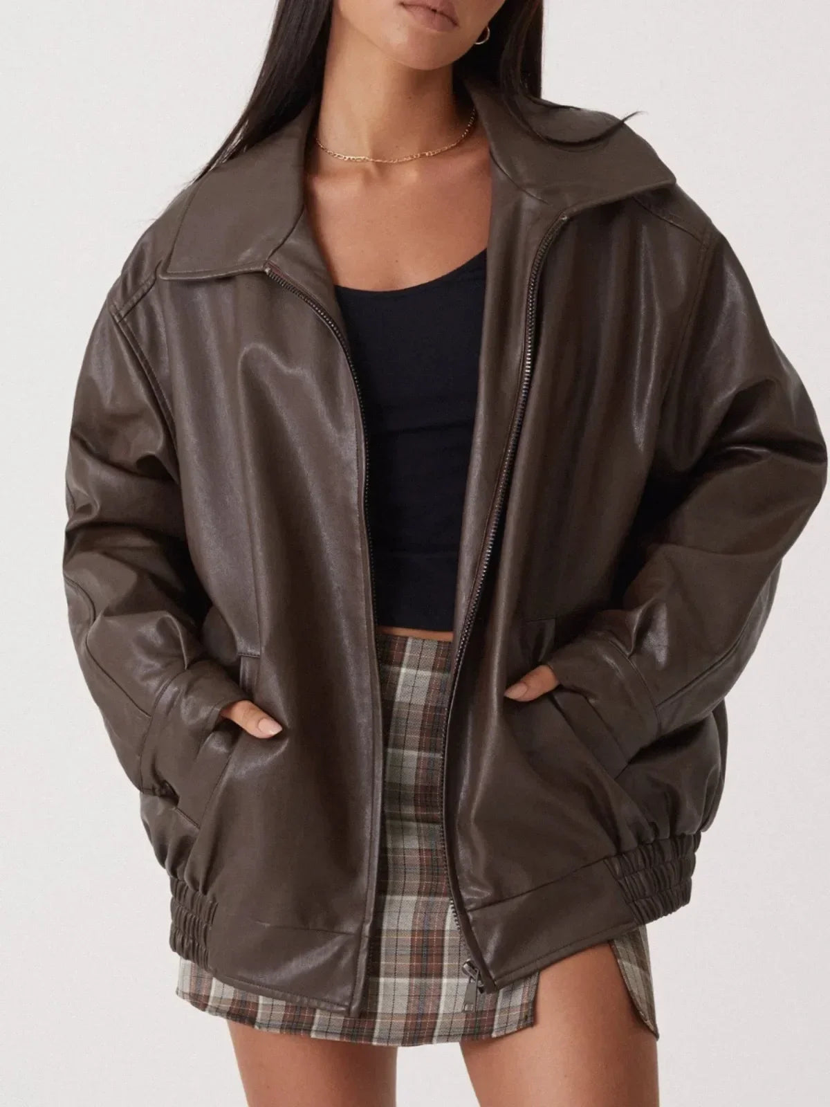 Carol - Veste en cuir oversize