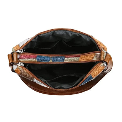 Pamela - Sac bandoulière patchwork en cuir végétalien