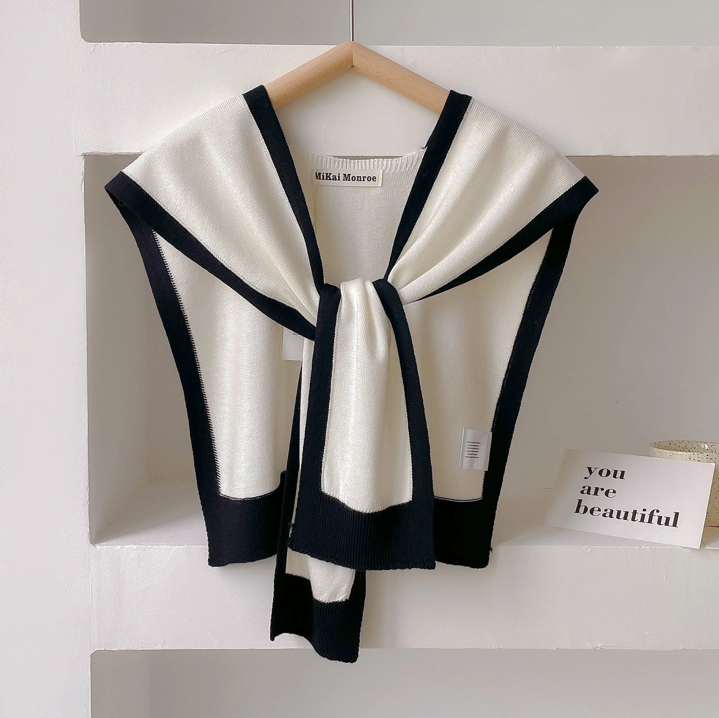 Emma – Striped Knit Shoulder Shawl
