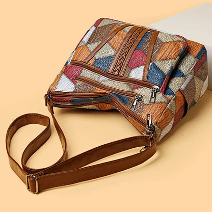 Pamela - Sac bandoulière patchwork en cuir végétalien