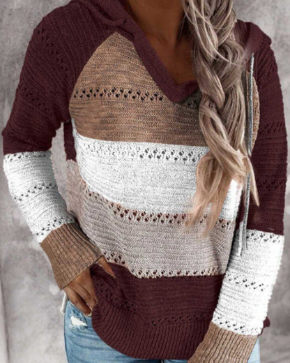 Holly - Striped Knit Hoodie
