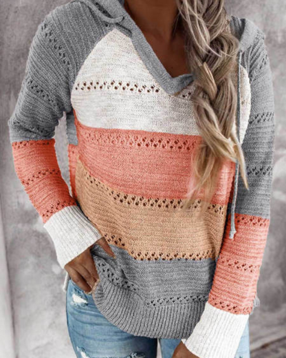 Holly - Striped Knit Hoodie