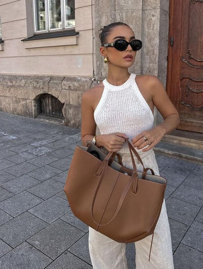 Caroline - Cabas structuré oversize en cuir