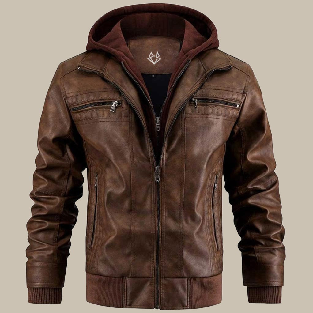Parker - Veste à capuche en cuir végétalien