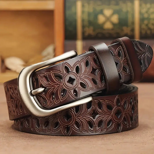 Ceinture en cuir à motif floral Sara
