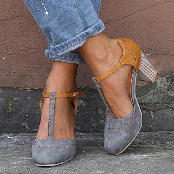 Colleen - T-Strap Block Heels