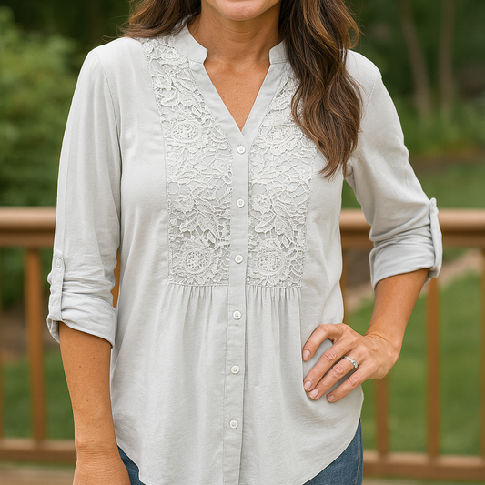 Lace - Detail Long Blouse